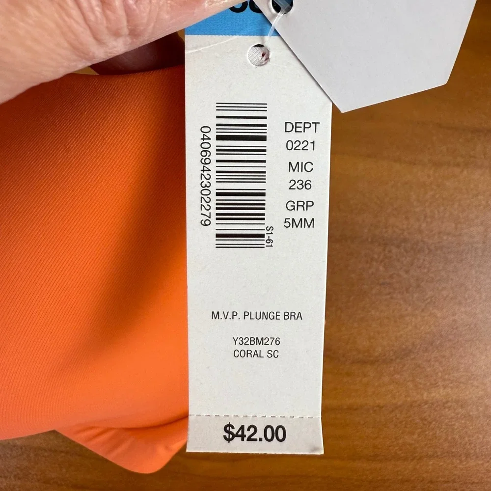 SALE Modern Movement MVP Plunge‎ Bra Coral Orange 38C Built-in Support Zebra